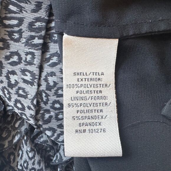 ECI Top Sz 10 Gray Black Halter Ruffle Front Sleeveless Open Back Animal Print - Picture 8 of 9